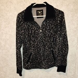 Black and Brown Leopard Print Jacket with Zipper